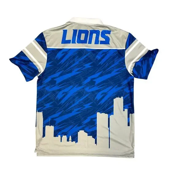NFL Team Apparel Graphic Polo Detroit Lions City Scape Men's XL Motor City - Picture 2 of 5